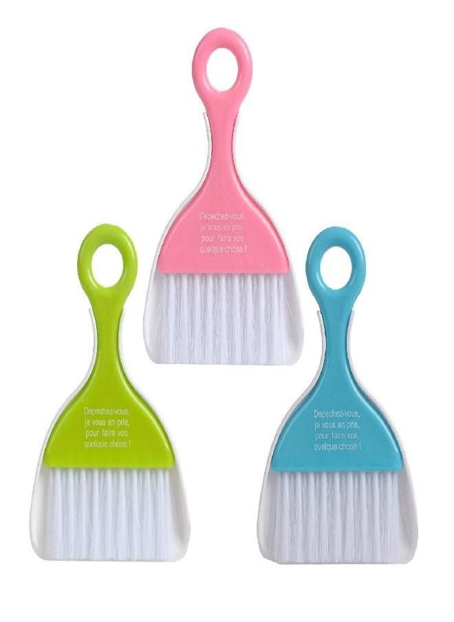 Saim Desktop Mini Cleaning Broom Brush and Dustpan Plastic Keyboard Broom for Home, Office, Colour Random, Pack of 2