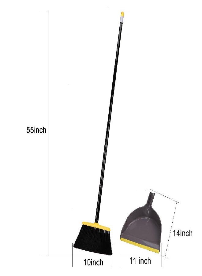 Broom and Dustpan Set,Indoor Broom with Dust pan Combo Set for Home,Angle Kitchen Broom for Floor Sweeping