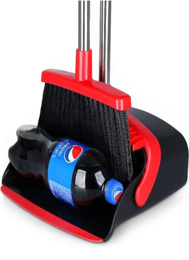 Large Broom and Dustpan, Broom and Dustpan Set, Heavy Duty Dust Pan with 55