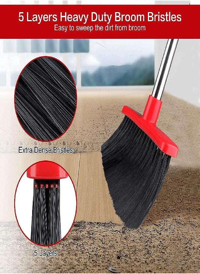 Large Broom and Dustpan, Broom and Dustpan Set, Heavy Duty Dust Pan with 55