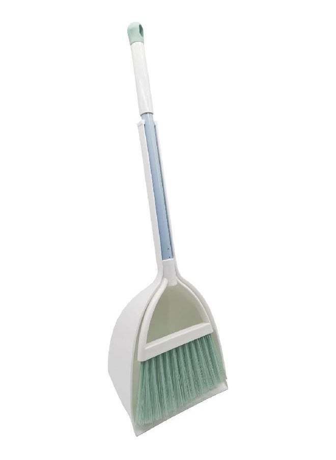 Xifando Mini Broom with Dustpan for Kids,Little Housekeeping Helper Set (White+Green)