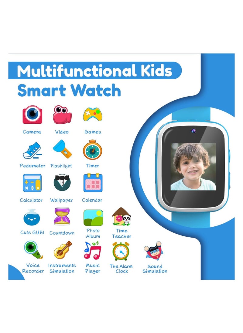 Kids Smart Watch Toys for 3-8 Year Old Boys Toddler Watch HD Dual Camera Watch for Kids All in one Blue Birthday Gifts for Kid USB Charging Touch Screen Kids Watch Educational Toys