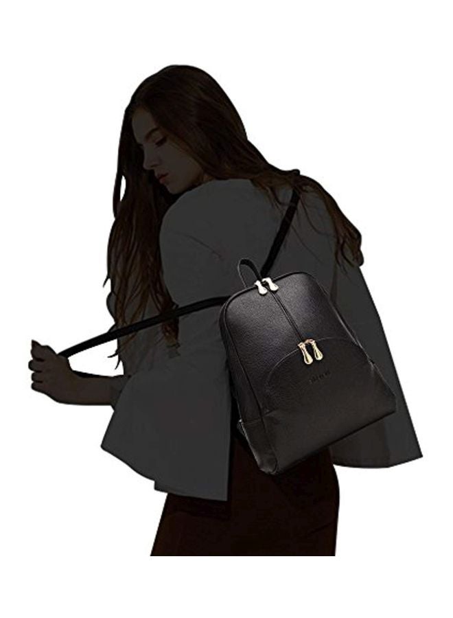 PU Leather Casual Backpacks Black