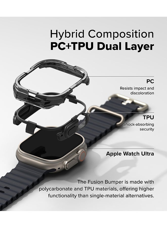 Fusion Bumper For Apple Watch Ultra 2 / 1 Case, Frame Protection Double Layered PC TPU Transparent Color Lightweight Cover for Watch Case- BLACK