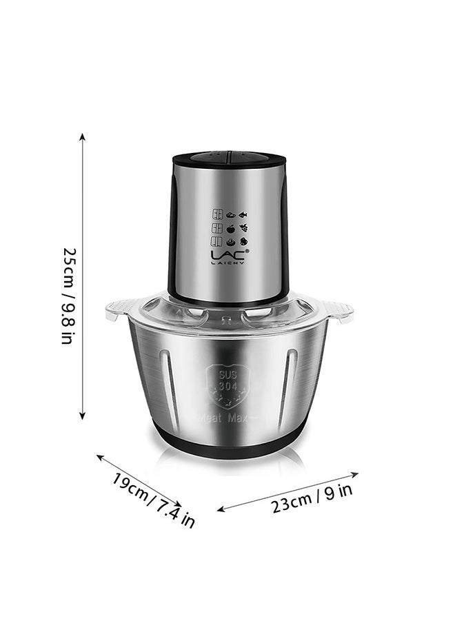 Electric Food Chopper, 2L,1000W,Meat Grinder 2 Speed Food Processor Stainless Steel Food Processor Elegant Slicer With Integrated 4-Sharp Blades And Child Safety Lock