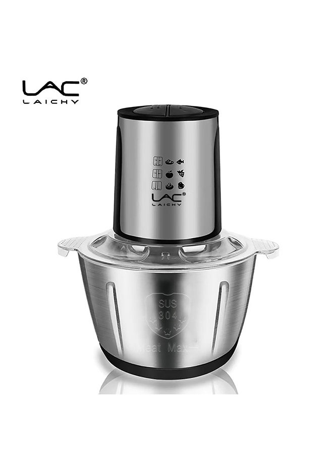 Electric Food Chopper, 2L,1000W,Meat Grinder 2 Speed Food Processor Stainless Steel Food Processor Elegant Slicer With Integrated 4-Sharp Blades And Child Safety Lock