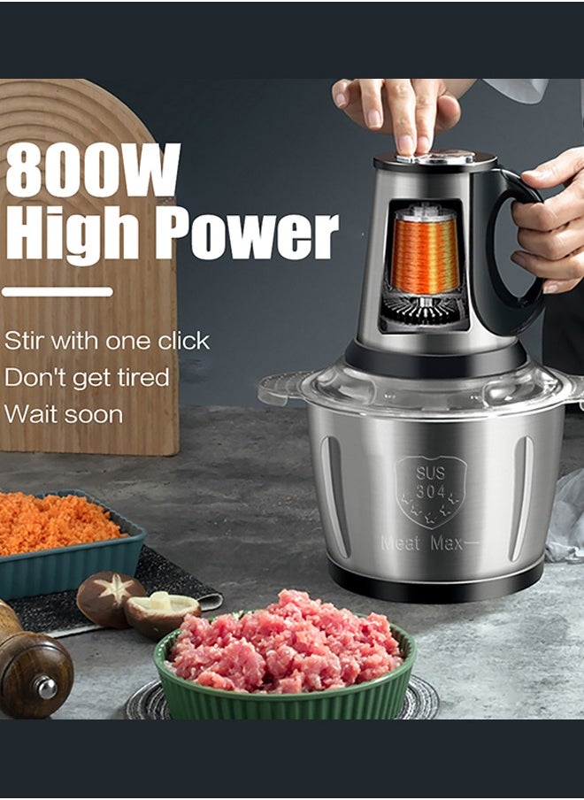 Electric Food Chopper, 2L with easy to carry handle Meat Grinder 2 Speed Food Processor Stainless Steel Food Processor Elegant Slicer With Integrated 4-Sharp Blades And Child Safety Lock