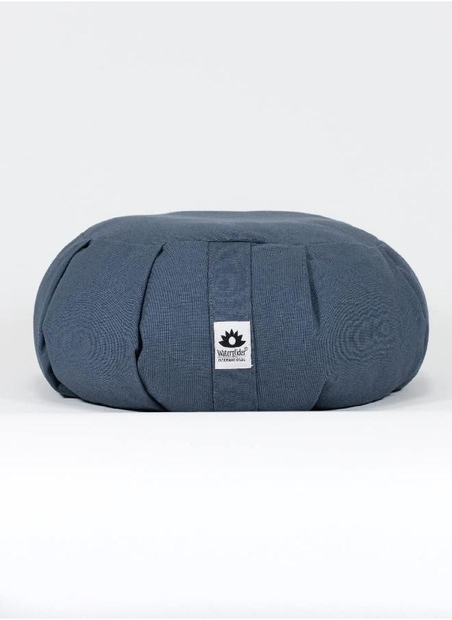 Waterglider International Zafu Cushion, Yoga Meditation Pillow with USA Buckwheat Fill - Indigo Blue