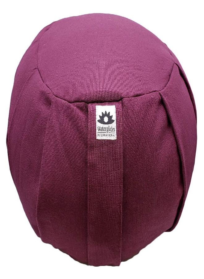 Waterglider International Zafu Cushion, Yoga Meditation Pillow with USA Buckwheat Fill - Plum