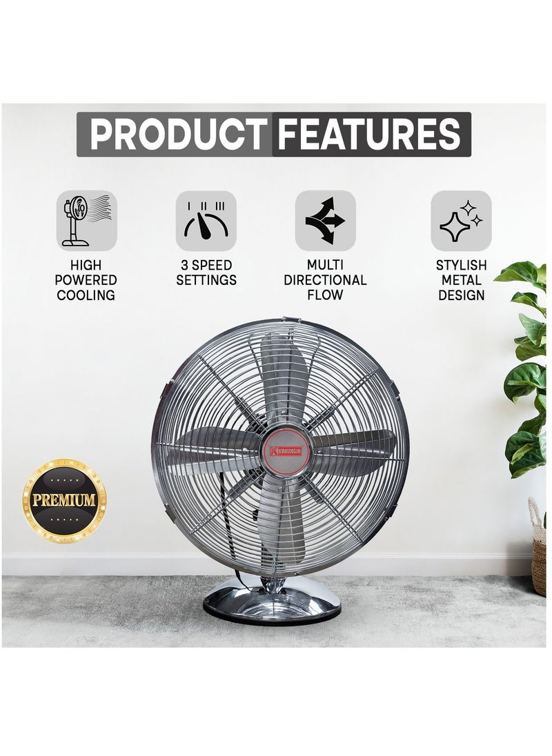 12 inch Table fan with 3 speed 35 watt 4 Blade Metal Desk Fan