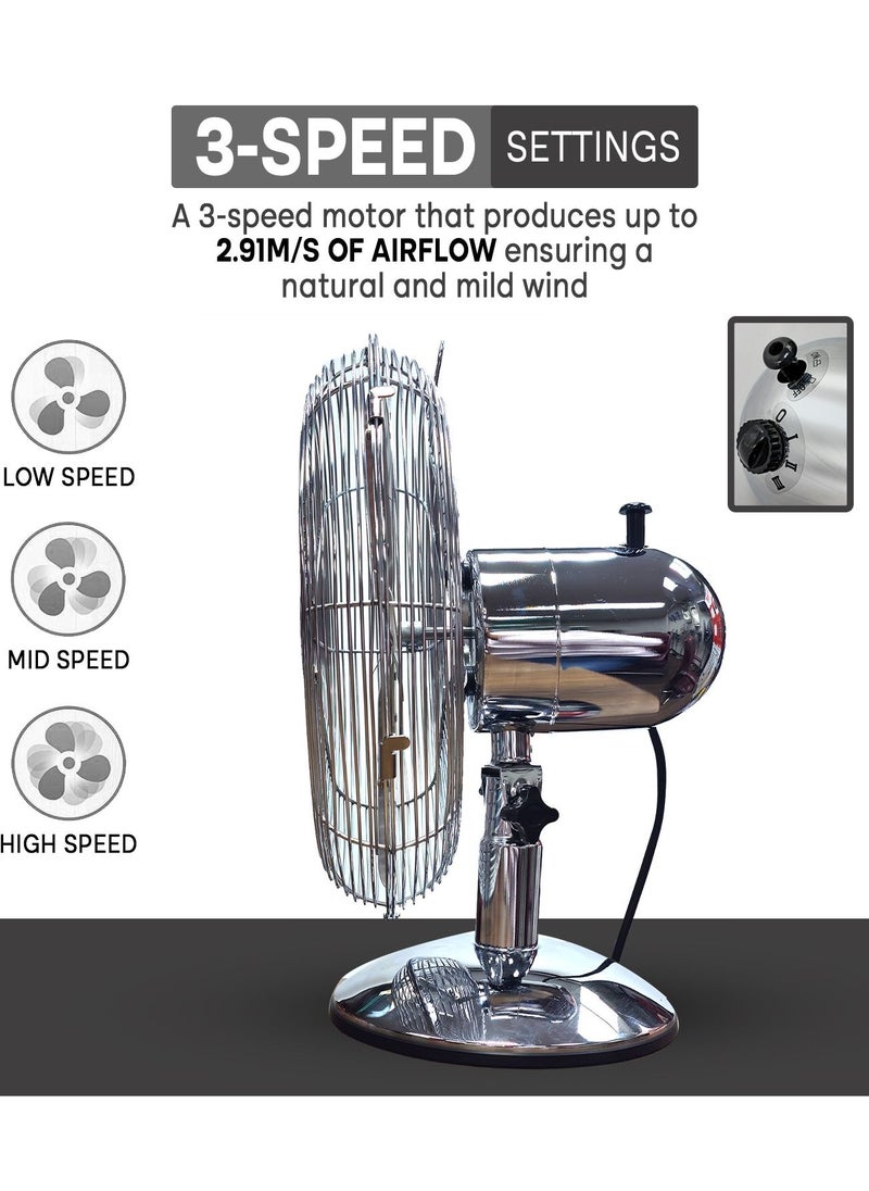 12 inch Table fan with 3 speed 35 watt 4 Blade Metal Desk Fan