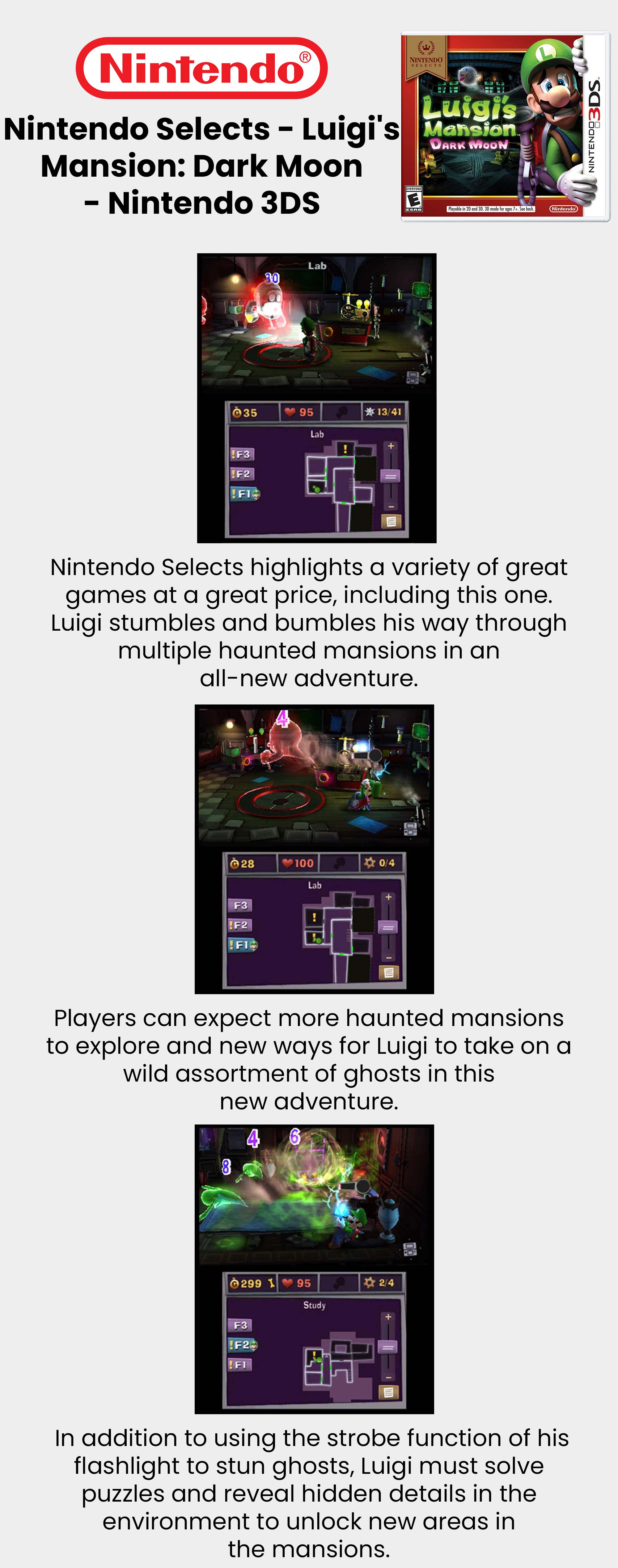 Selects - Luigi's Mansion Dark Moon (Intl Version) - Adventure - Nintendo 3DS