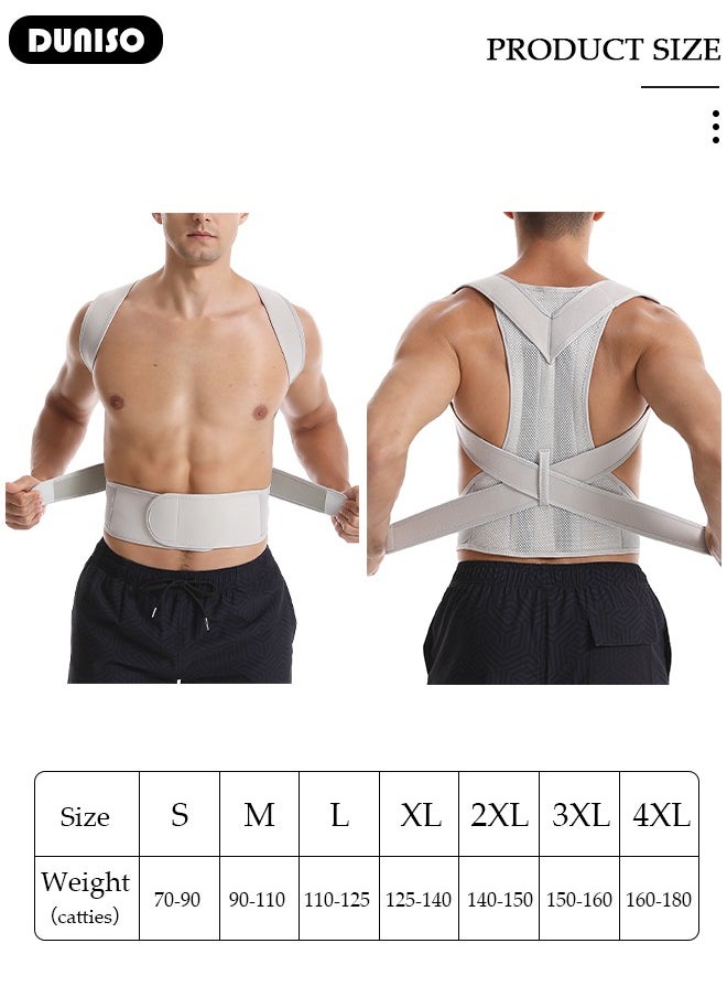 Posture Corrector for Women and Men Fully Adjustable Back Straightener, Back Brace Support Protects the Neck, Shoulders, Back, and Spine,  Muscle Memory Support Straightener, Providing Pain Relief from Neck, Shoulder, and Upper and Lower Back