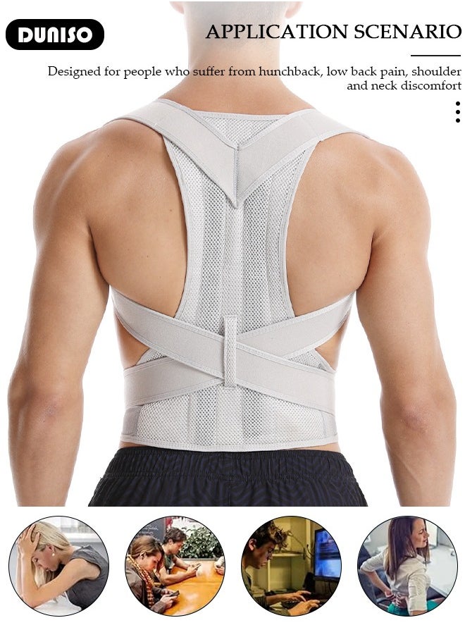 Posture Corrector for Women and Men Fully Adjustable Back Straightener, Back Brace Support Protects the Neck, Shoulders, Back, and Spine,  Muscle Memory Support Straightener, Providing Pain Relief from Neck, Shoulder, and Upper and Lower Back