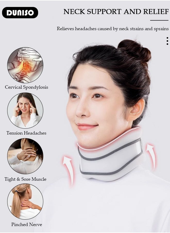 Neck Brace for Neck Pain and Support,Adjustable Soft Foam Neck Protector, Soft Cervical Collar for Sleeping, Vertebrae Whiplash Wrap Aligns, Stabilizes & Relieves Pressure in Spine for Women & Men