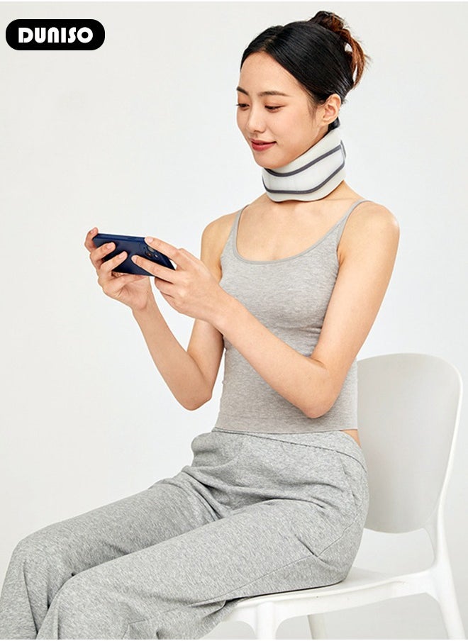 Neck Brace for Neck Pain and Support,Adjustable Soft Foam Neck Protector, Soft Cervical Collar for Sleeping, Vertebrae Whiplash Wrap Aligns, Stabilizes & Relieves Pressure in Spine for Women & Men