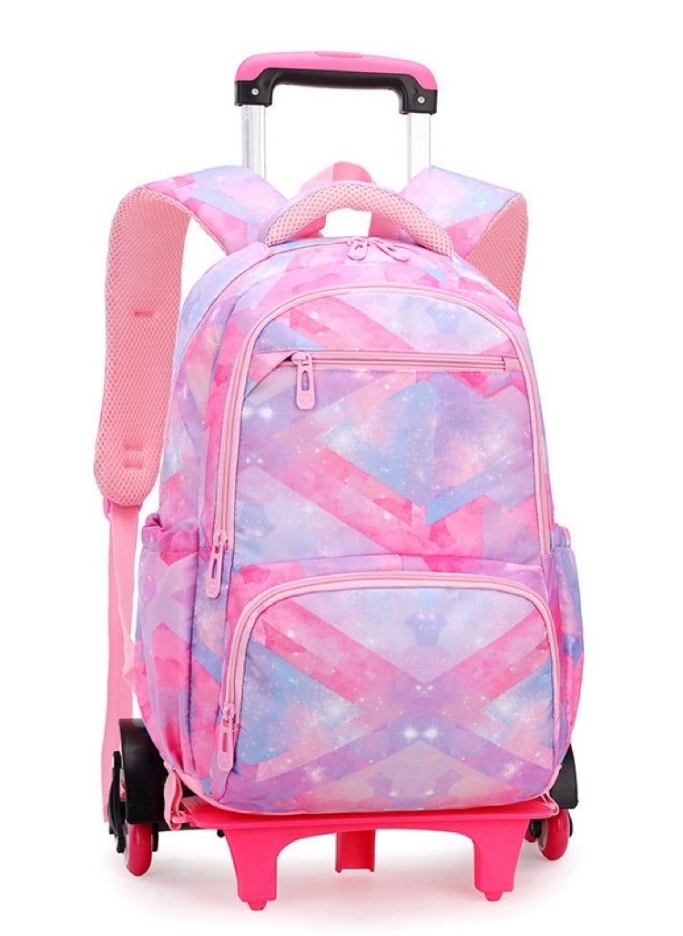 Kids Rolling Backpacks Trolley Backpack Fashion Printed School Bags with 6 Wheels Waterproof Large Capacity Kids' Luggage Bag for Girls Schoolbag