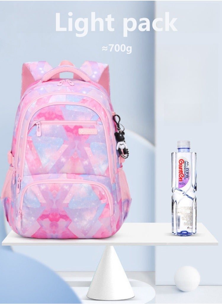 Kids Rolling Backpacks Trolley Backpack Fashion Printed School Bags with 6 Wheels Waterproof Large Capacity Kids' Luggage Bag for Girls Schoolbag