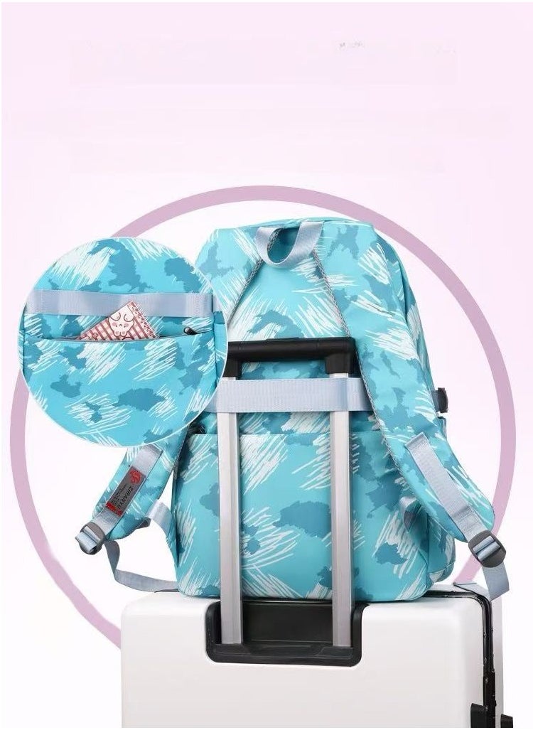 Kids Rolling Backpacks Trolley Backpack Fashion Printed School Bags with 6 Wheels Waterproof Large Capacity Kids' Luggage Bag for Girls Boys(Blue 5155)