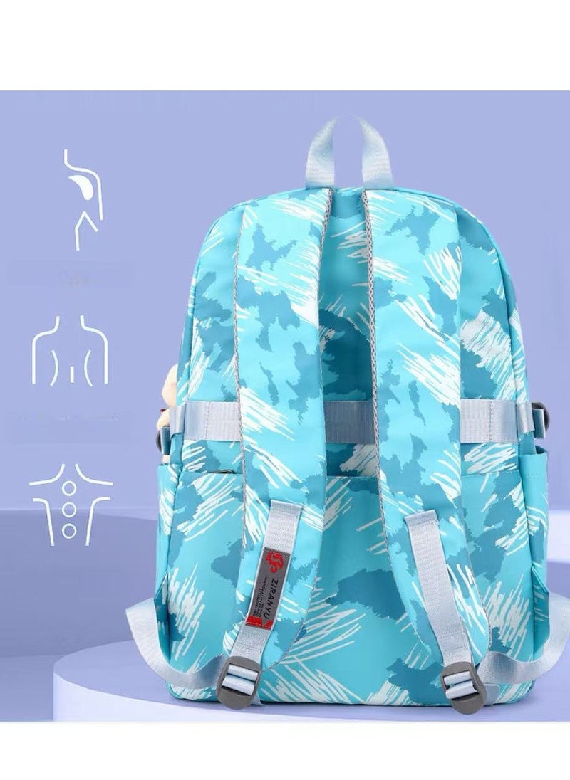 Kids Rolling Backpacks Trolley Backpack Fashion Printed School Bags with 6 Wheels Waterproof Large Capacity Kids' Luggage Bag for Girls Boys(Blue 5155)