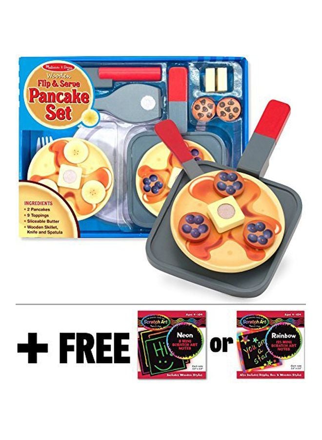 Flip And Serve Pancake Wooden Play Food Set With Scratch Art MiniPad Bundle