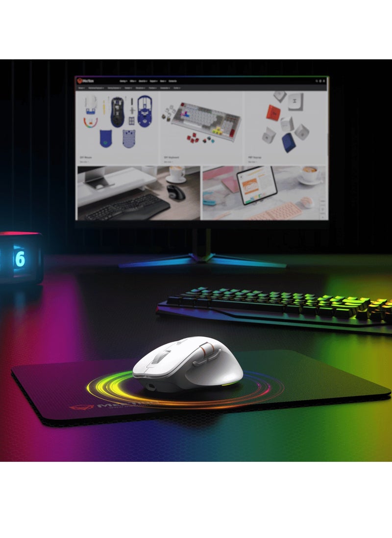 MEETION Three-Mode Gaming Ergonomic Mouse GW32 2.4G/Bluetooth/Wired PAW3220 Sensor Up to 8000DPI 1000Hz Polling Rate 20 Million Times Micro Switch RGB Lighting Effects 700mAh Long Battery Life Right-Handed Ergonomics Meetion Exclusive Driver