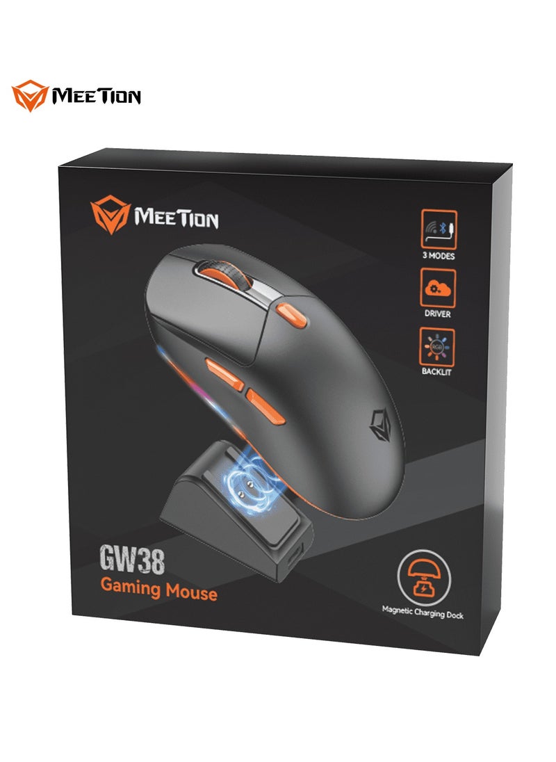 Meetion GW38 Wireless Mouse RGB 2.4Ghz Adjustable DPI 10000 High Quality Magnetic Charging Tri-mode Gaming Mouse For Computer PC