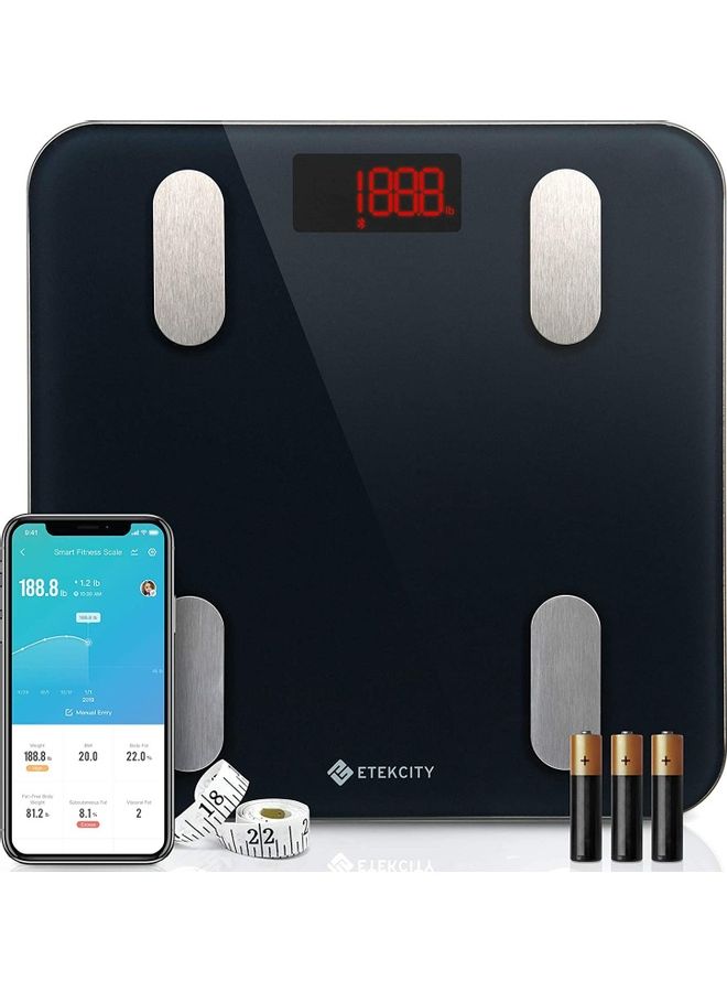 Smart Digital Bathroom Scale Black/Silver 11.8x11.8x1inch