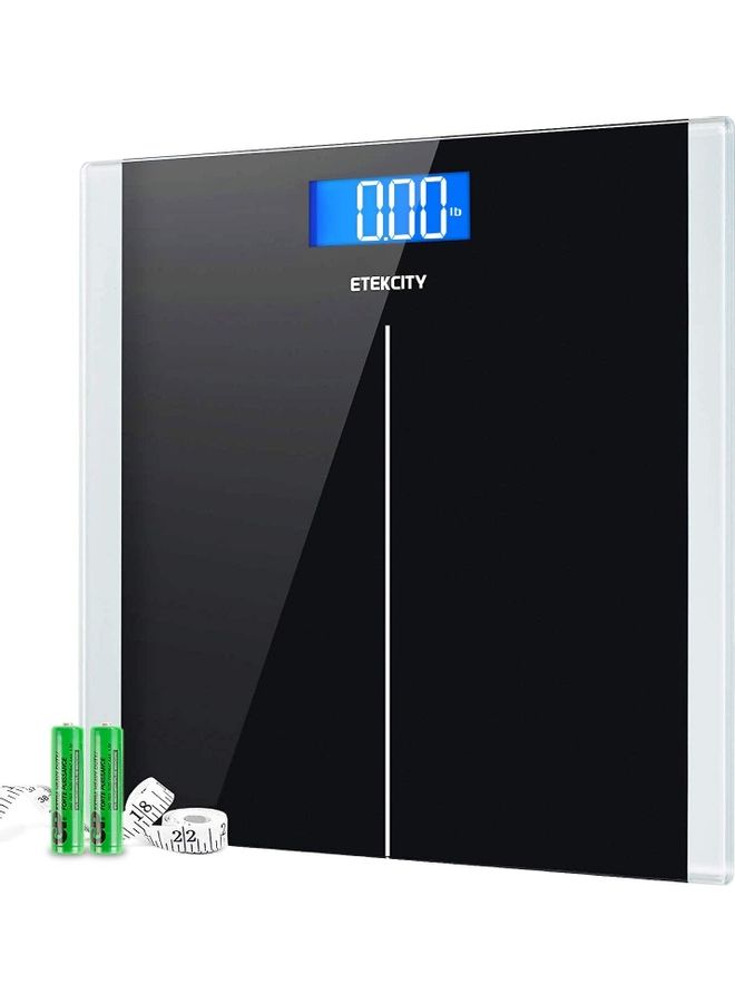 Digital Body Weight Bathroom Scale Black/Silver 12x0.87x12inch