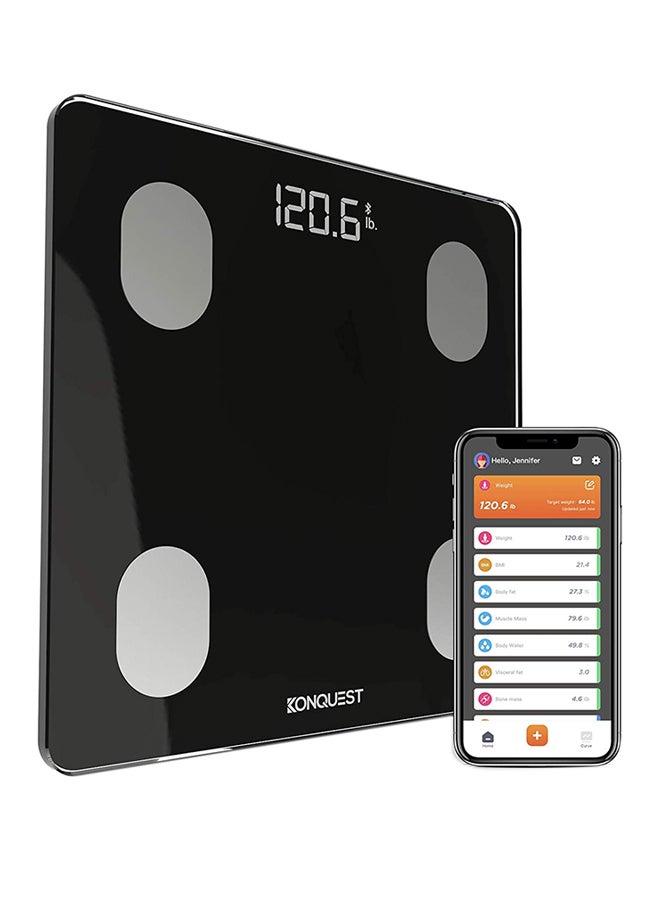 Digital Bluetooth Weight Scale Black/Silver 11x11x1inch