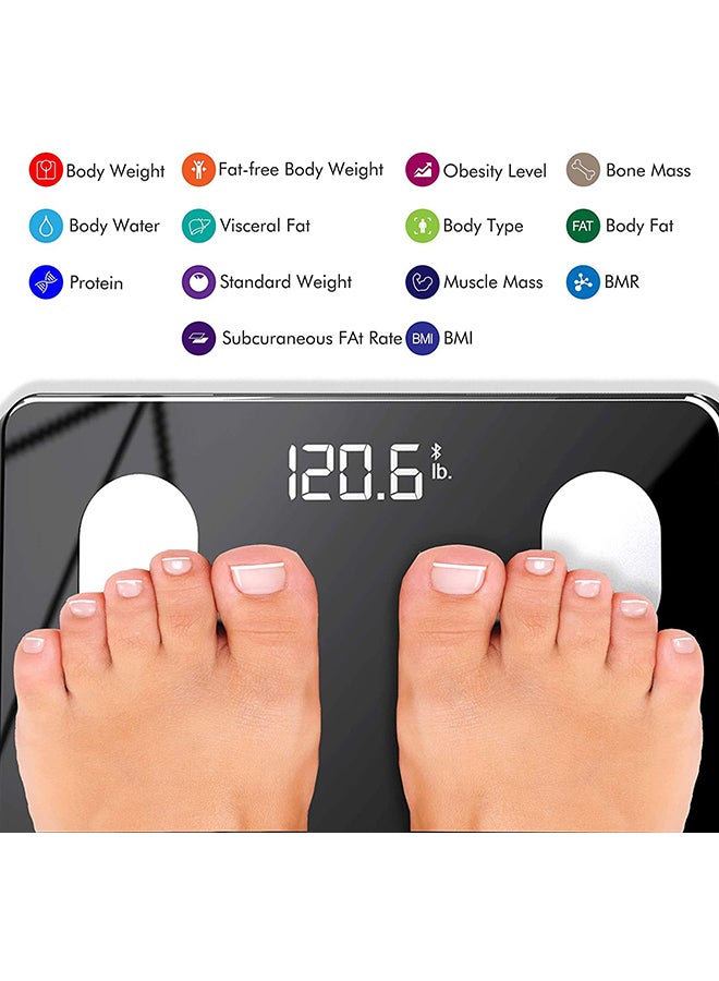 Digital Bluetooth Weight Scale Black/Silver 11x11x1inch