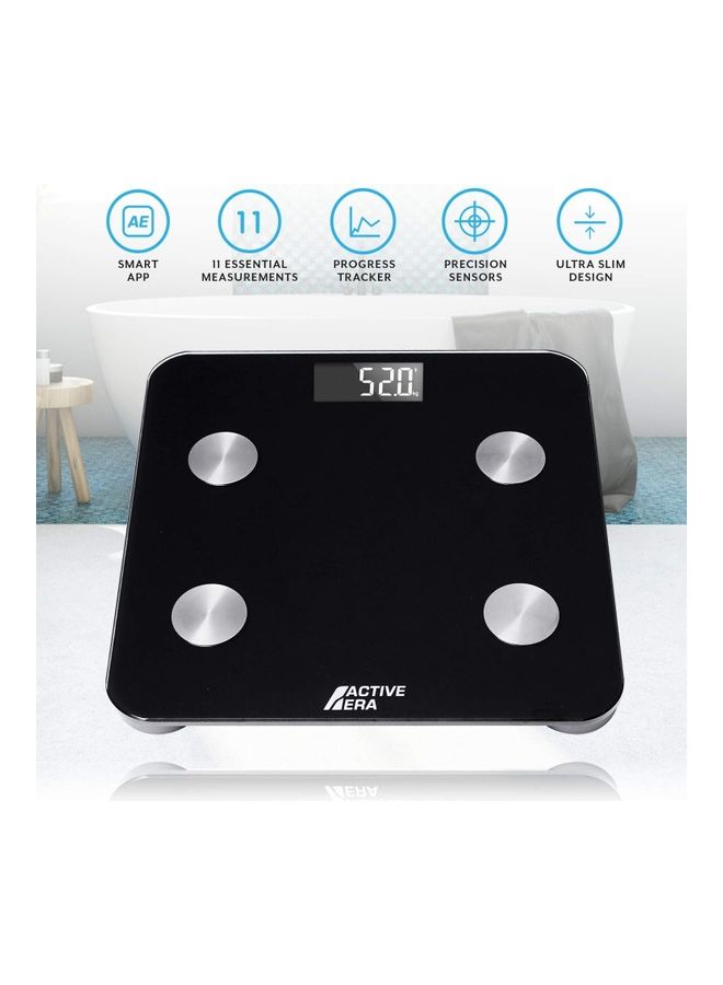 Bluetooth Smart Weighing Scale Black 11.02x11.02x0.94inch