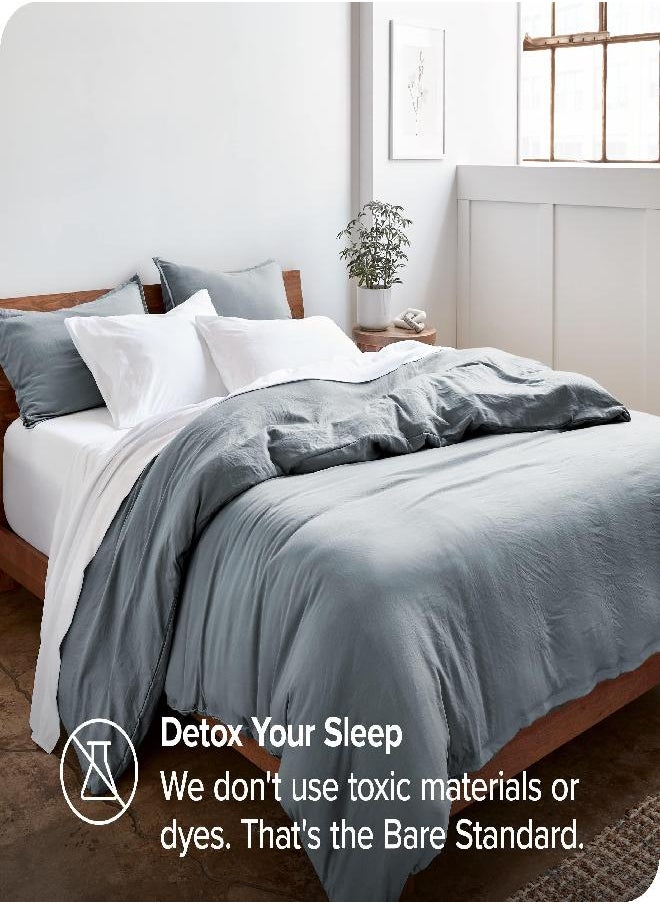 Bare Home Sandwashed Duvet Cover Twin Size/Twin XL Size - Premium 1800 Collection Duvet Set - Cooling Duvet Cover - Super Soft Duvet Covers (Twin/Twin XL, Sandwashed Dusty Blue)