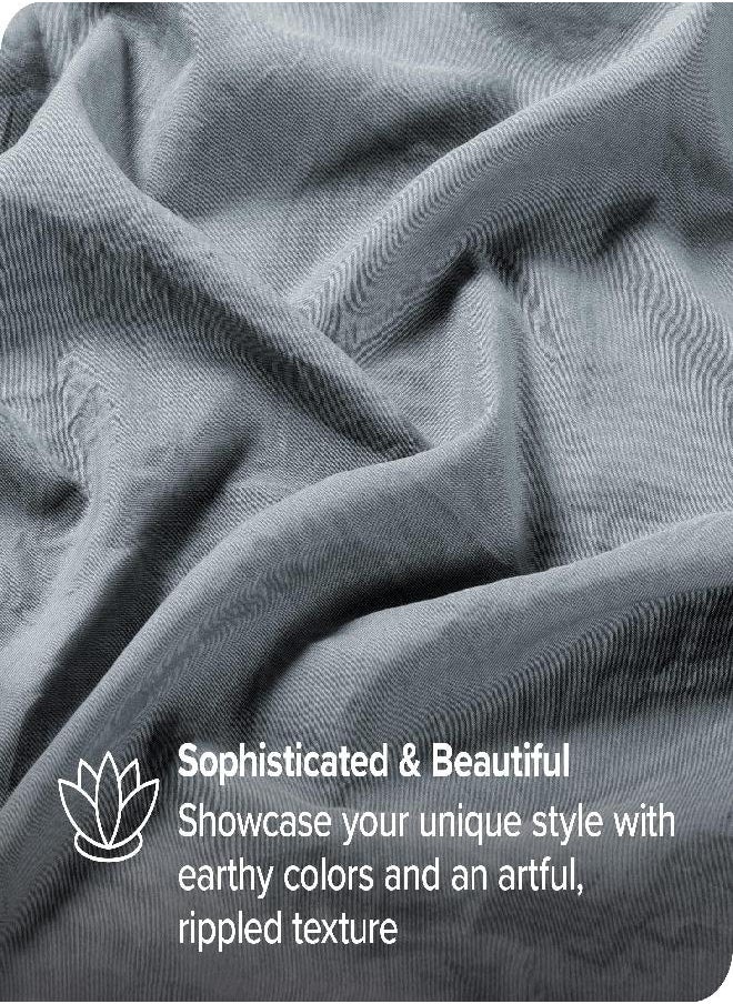 Bare Home Sandwashed Duvet Cover Twin Size/Twin XL Size - Premium 1800 Collection Duvet Set - Cooling Duvet Cover - Super Soft Duvet Covers (Twin/Twin XL, Sandwashed Dusty Blue)