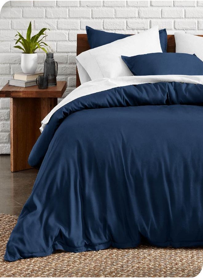 Bare Home Duvet Cover Twin/Twin Extra Long Size - Premium 1800 Super Soft Duvet Covers Collection - Lightweight, Cooling Duvet Cover - Soft Textured Bedding Duvet Cover (Twin/Twin XL, Dark Blue)