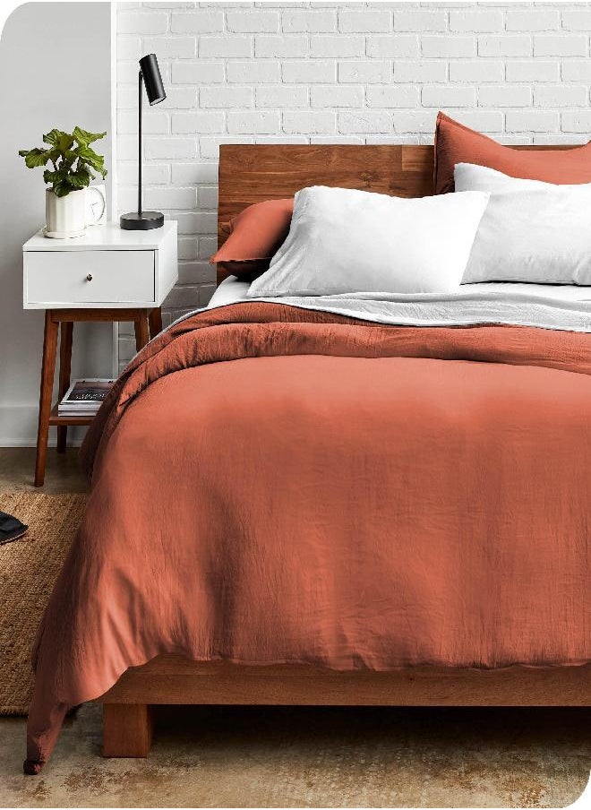 Bare Home Sandwashed Duvet Cover Full Size - Premium 1800 Collection Duvet Set - Cooling Duvet Cover - Super Soft Duvet Covers (Full, Sandwashed Dusty Rose)