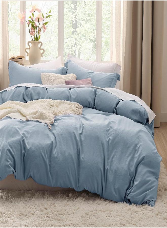 Bedsure Mineral Blue Duvet Cover Full Size - Soft Prewashed Full Duvet Cover Set, 3 Pieces, 1 Duvet Cover 80x90 Inches with Zipper Closure and 2 Pillow Shams, Comforter Not Included