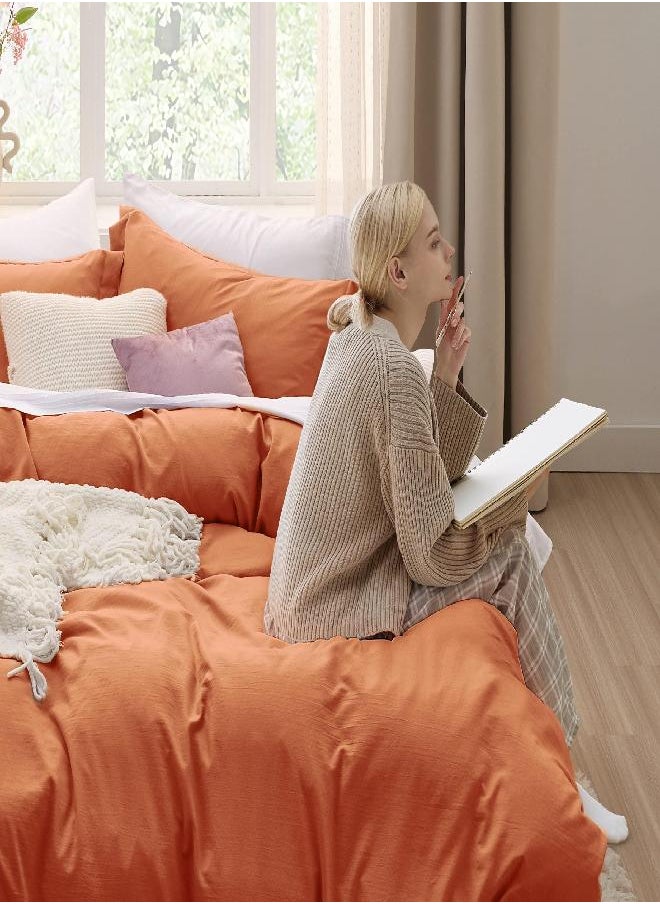 Bedsure Burnt Orange Duvet Cover King Size - Soft Prewashed King Duvet Cover Set, 3 Pieces, 1 Duvet Cover 104x90 Inches with Zipper Closure and 2 Pillow Shams, Comforter Not Included