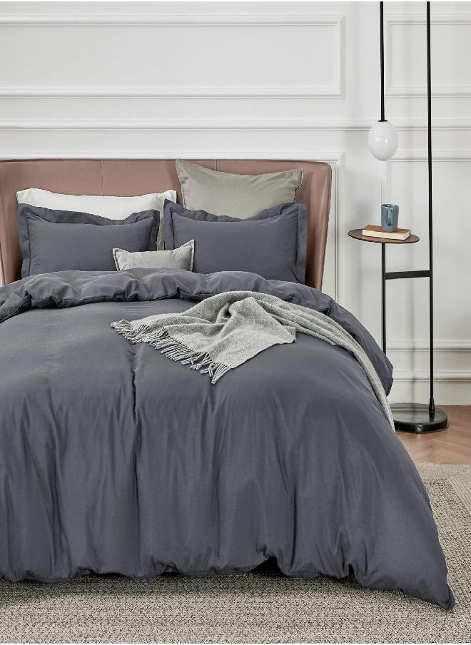 Bedsure Dark Grey Duvet Cover Queen Size - Soft Brushed Microfiber Duvet Cover for Kids with Zipper Closure, 3 Pieces, Include 1 Duvet Cover (90