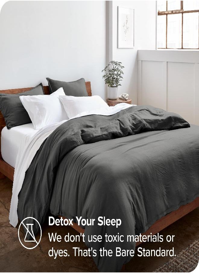 Bare Home Sandwashed Duvet Cover Oversized King Size - Premium 1800 Collection Duvet Set - Cooling Duvet Cover - Super Soft Duvet Covers (Oversized King, Sandwashed Grey)