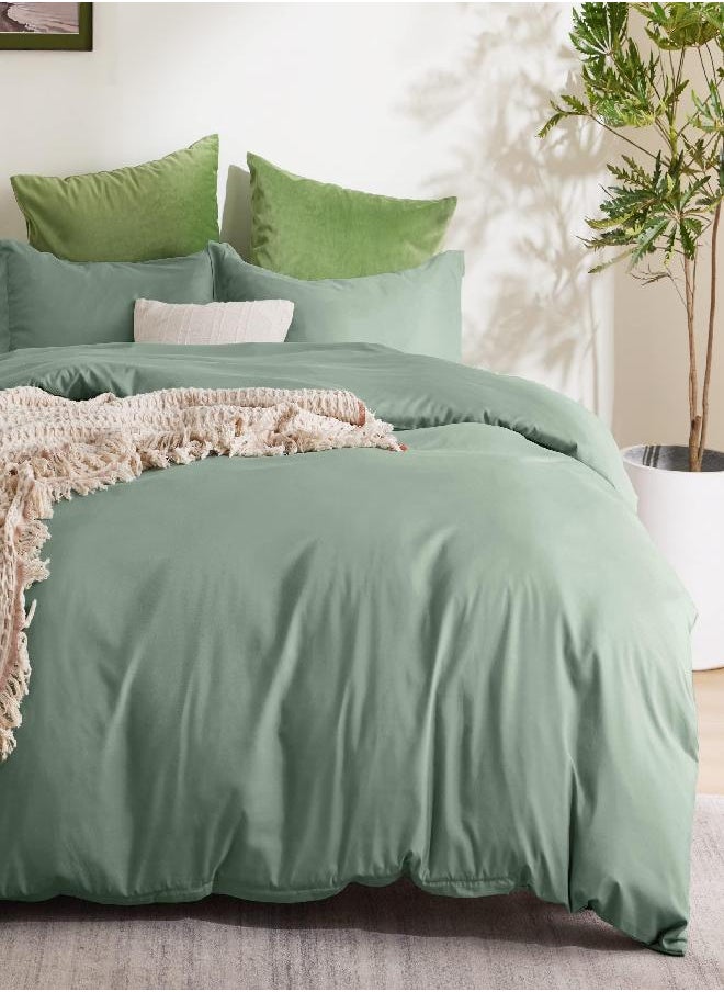 Bedsure Sage Green Duvet Cover Full Size - Soft Brushed Microfiber Duvet Cover Set 3 Pieces with Zipper Closure, 1 Duvet Cover 80x90 inches and 2 Pillow Shams (No Comforter)