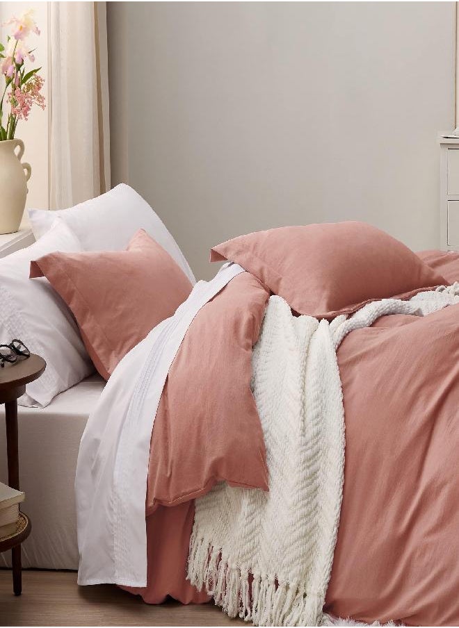 Bedsure Pink Clay Duvet Cover Queen Size - Soft Prewashed Queen Duvet Cover Set, 3 Pieces, 1 Duvet Cover 90x90 Inches with Zipper Closure and 2 Pillow Shams, Comforter Not Included