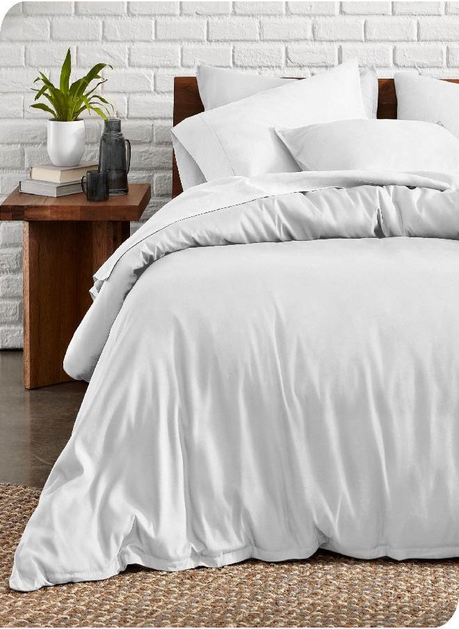 Bare Home King/Cal King Size - Premium 1800 Super Soft Collection - Lightweight, Cooling Soft Textured Bedding Duvet Cover (White)