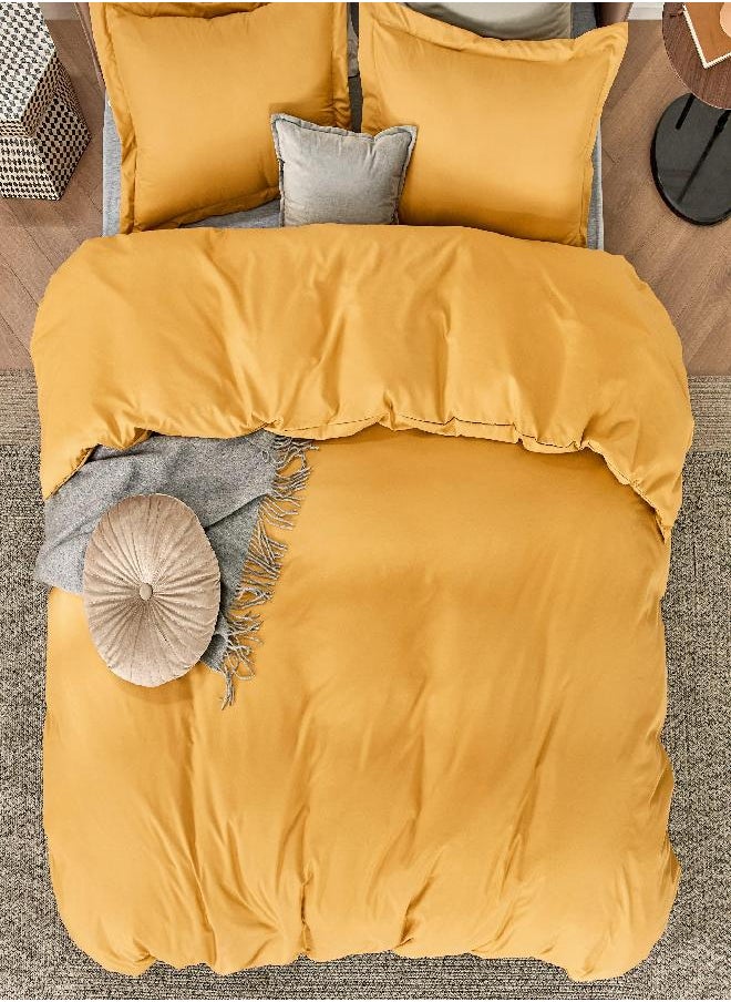 Bedsure Golden Yellow Duvet Cover Queen Size - Soft Brushed Microfiber Duvet Cover for Kids with Zipper Closure, 3 Pieces, Include 1 Duvet Cover (90