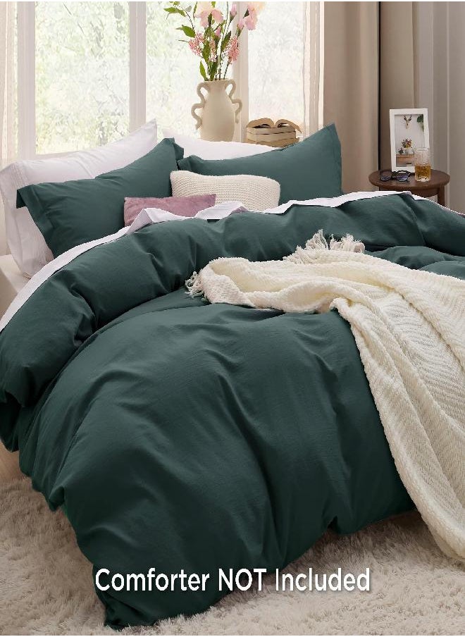 Bedsure Twin/Twin XL Duvet Cover Dorm Bedding - Soft Prewashed Forest Green Duvet Cover Twin, 2 Pieces, Includes 1 Duvet Cover (68