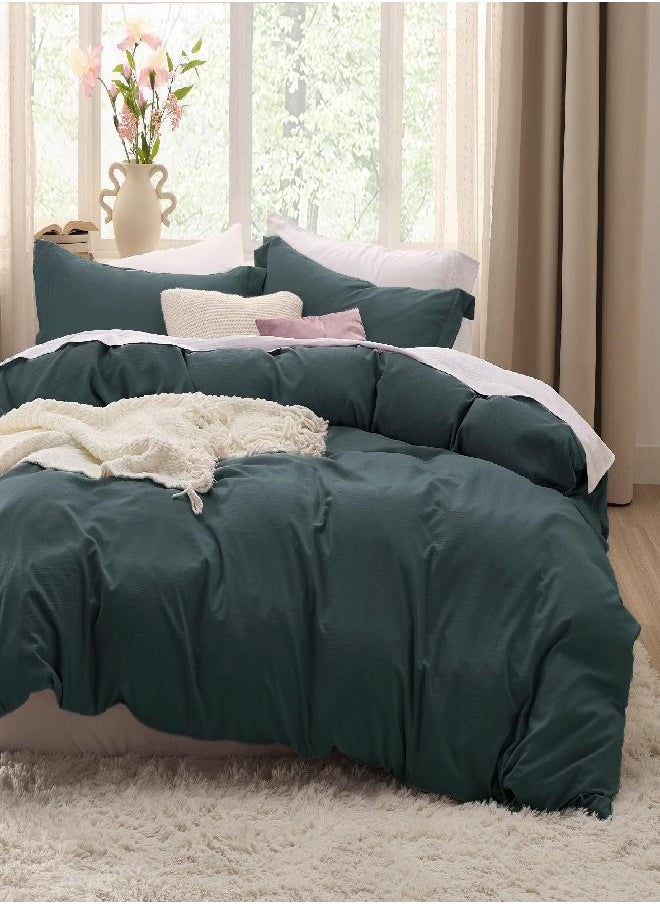 Bedsure Twin/Twin XL Duvet Cover Dorm Bedding - Soft Prewashed Forest Green Duvet Cover Twin, 2 Pieces, Includes 1 Duvet Cover (68