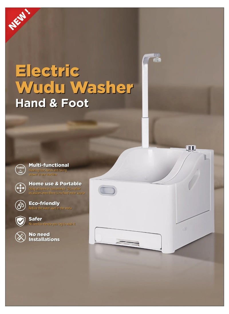 Portable Wudu Machine, Foot Pedal Activation, 1800mAh*2, 1-3H Working Time, Lightweight, Safe to Use, Convenient Body Wash Sprayer, 2.5L Clean Water Capacity, 2L Used Water Capacity