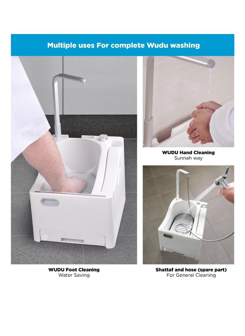 Portable Wudu Machine, Foot Pedal Activation, 1800mAh*2, 1-3H Working Time, Lightweight, Safe to Use, Convenient Body Wash Sprayer, 2.5L Clean Water Capacity, 2L Used Water Capacity