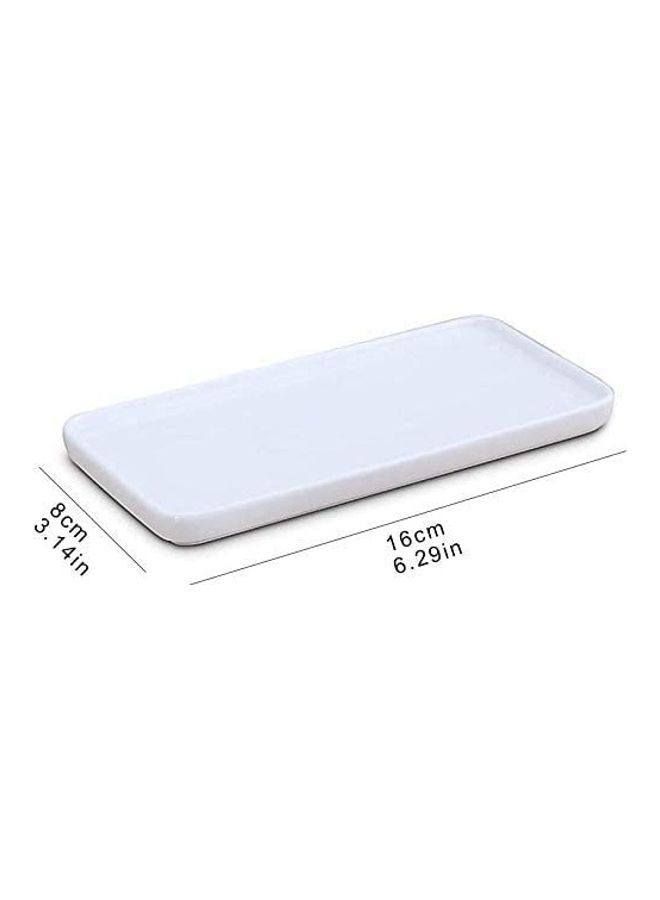 Ceramic Vanity Tray White 6.3 x 3.1 x 0.4inch