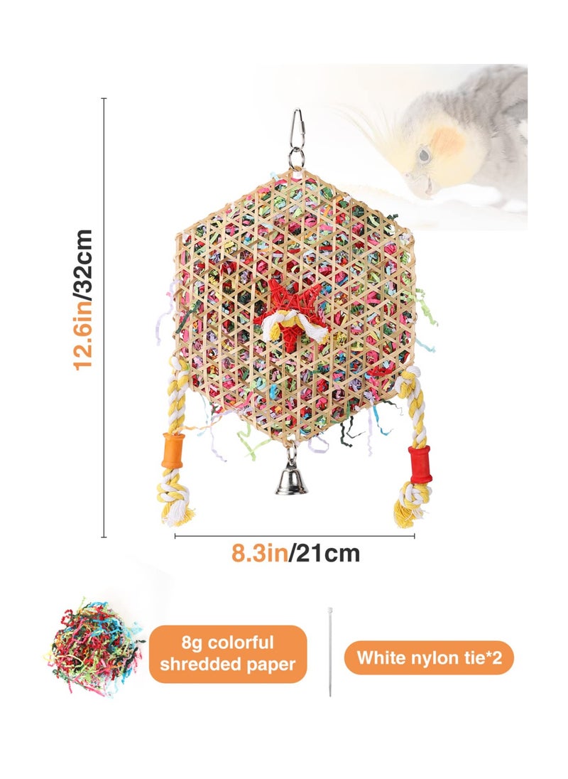 Hexagonal Bird Foraging Shredding Toys, Safe Funny Bird Chewing Toys Bird Chewing Toys Colorful Bird Toys Bird Cage Accessories for Parakeet Cockatiel Conure Lovebird Budgies African Grey